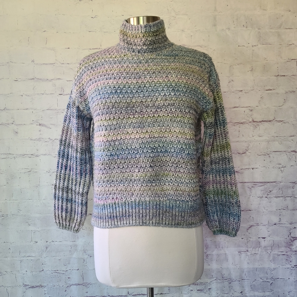 Club Monaco Pastel Space Dyed Texture Mock Neck Sweater Cotton Wool Small